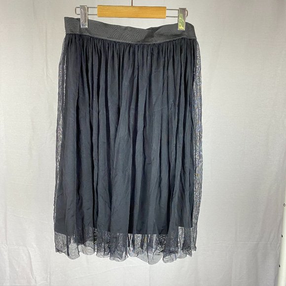 Ardene Black Tulle Mesh Midi Skirt Size M Elastic Waist - Picture 1 of 6